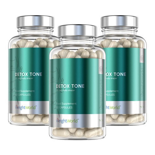 Detox Tone – Naturligt Tillskott för Rensning, Formning och Matsmältning – 180 Kapslar - 3 Pack